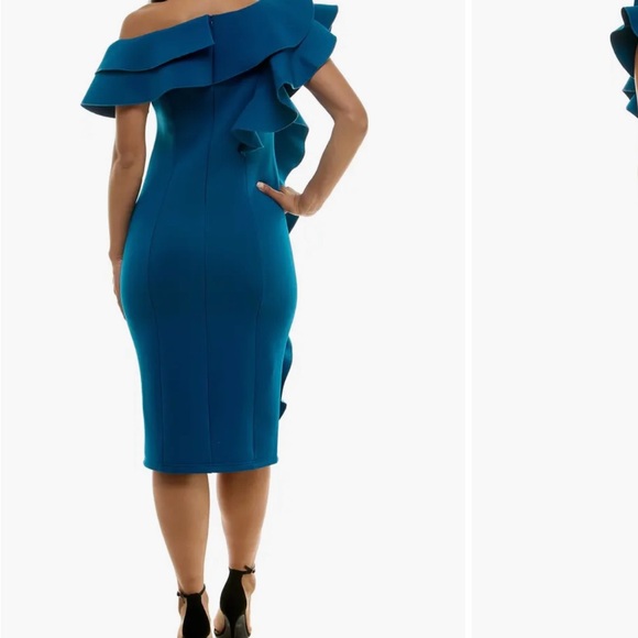 Blue Off-Shoulder Ruffle Dress - Picture 3 of 3